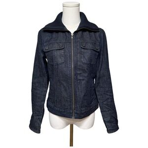 {Talbots} Blue Heavyweight Sweater Collar Denim Jean Coat Jacket